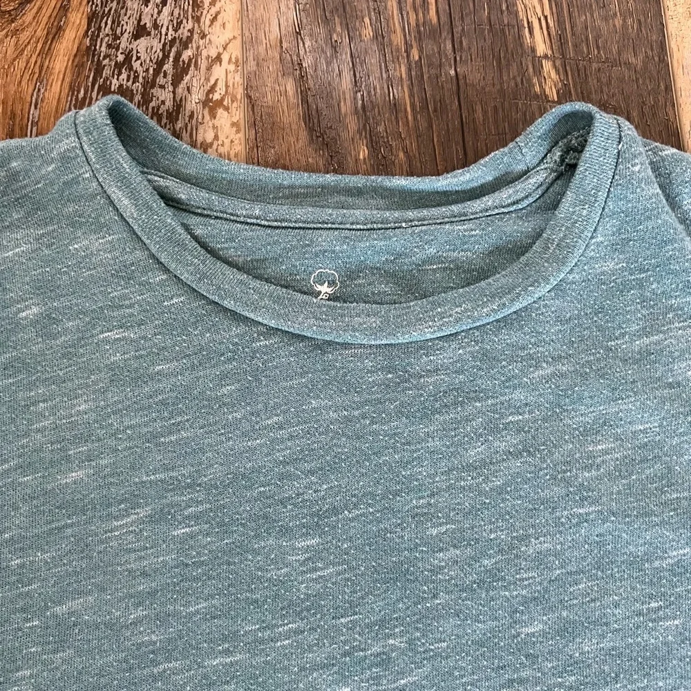 Southern Shirt Womens Muted Teal Heather Short Cuffed Rolled Sleeve Tee Medium